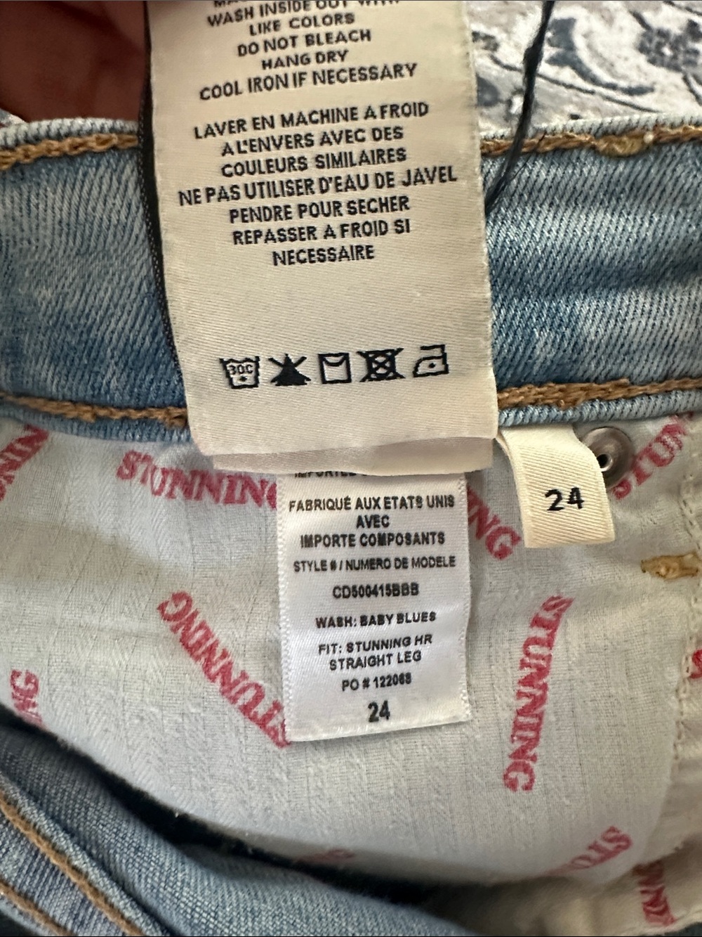 Alice + Olivia Light Blue Straight-Leg Jeans size 24 “You Look Stunning!” - Picture 6 of 6